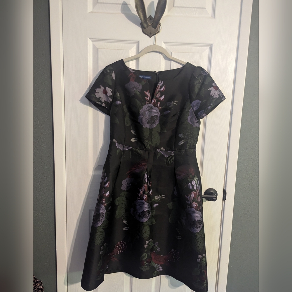 RSVP by Talbot's bird jacquard wedding guest dress 8 petite - Picture 2 of 2